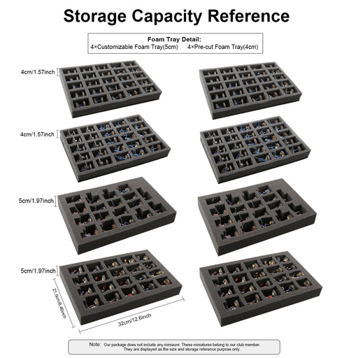 Foam Tray Detail: 4*customizable foam tray (5cm)+4*pre-cut foam tray(4cm)