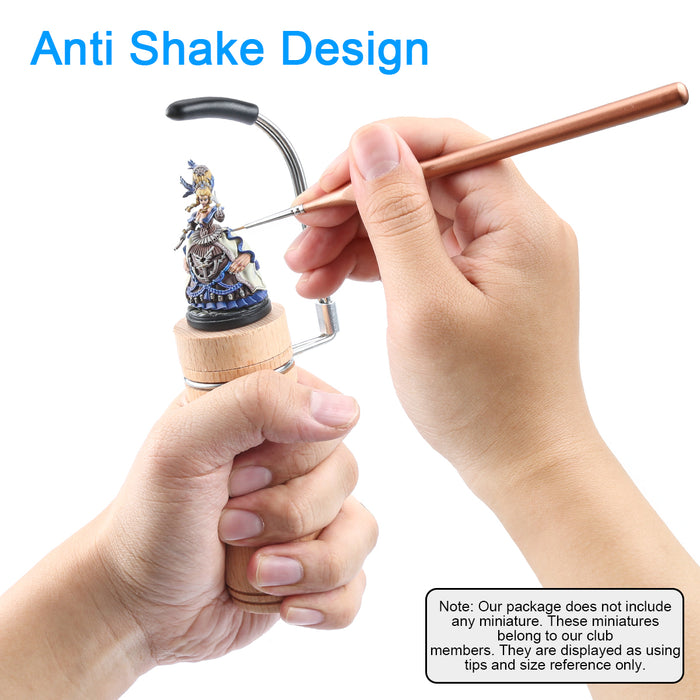 Metal bracket helps you paint miniature details.