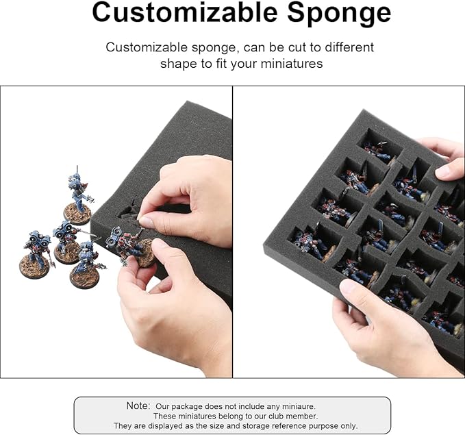 Customizable sponge, can be cut to different shape to fit your miniatures.