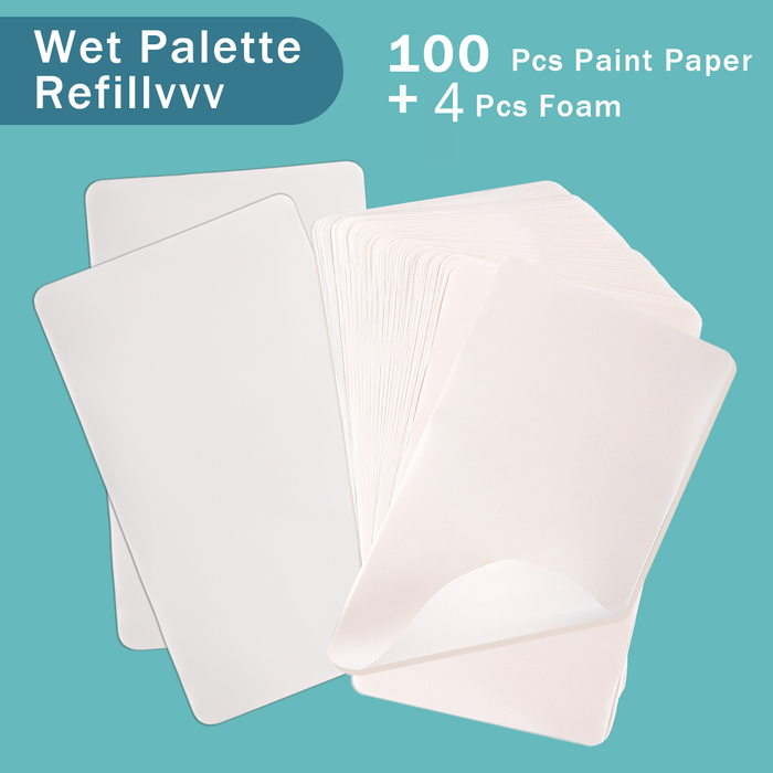 4pcs Wet Palette Foam + 100pcs Acrylic Paint Refill Paper