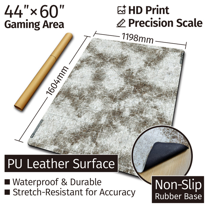 Jucoci Tabletop Wargaming Battlemat Mats 44'' x 60'' with WH40K Deployment Zones and Grid (Patchy Snow)