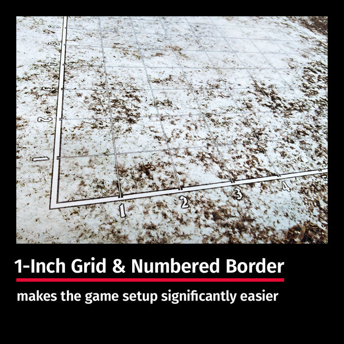 Jucoci Tabletop Wargaming Battlemat Mats 44'' x 60'' with WH40K Deployment Zones and Grid (Patchy Snow)