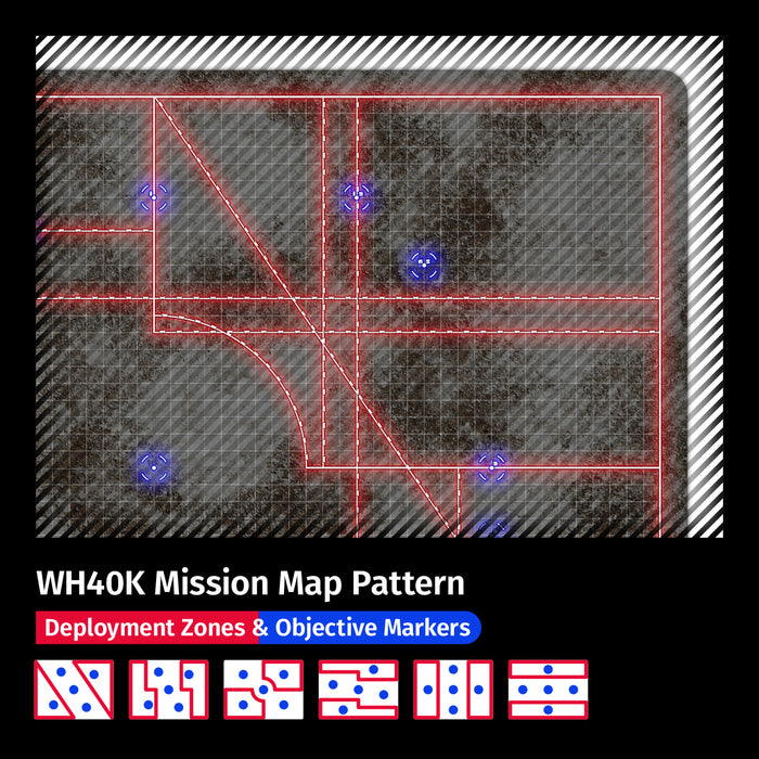 Jucoci Tabletop Wargaming Battlemat Mats 44'' x 60'' with WH40K Deployment Zones and Grid (Patchy Snow)