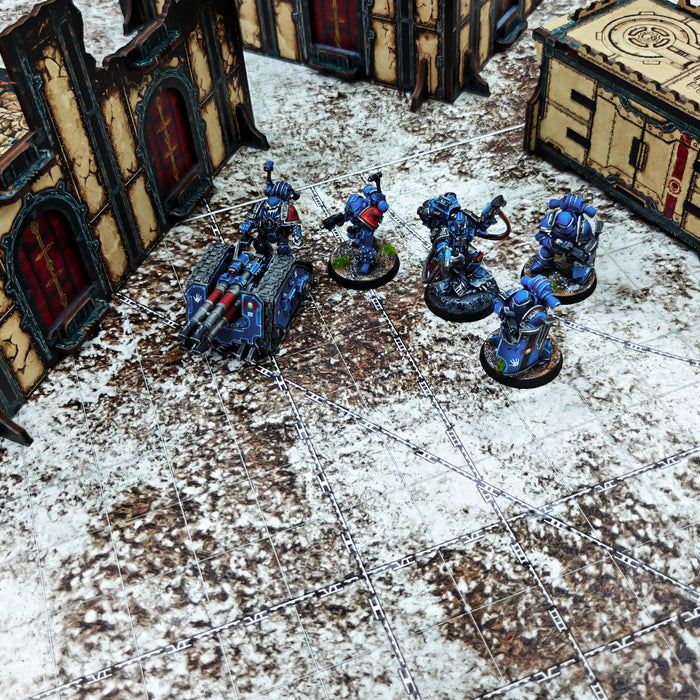 Jucoci Tabletop Wargaming Battlemat Mats 44'' x 60'' with WH40K Deployment Zones and Grid (Patchy Snow)