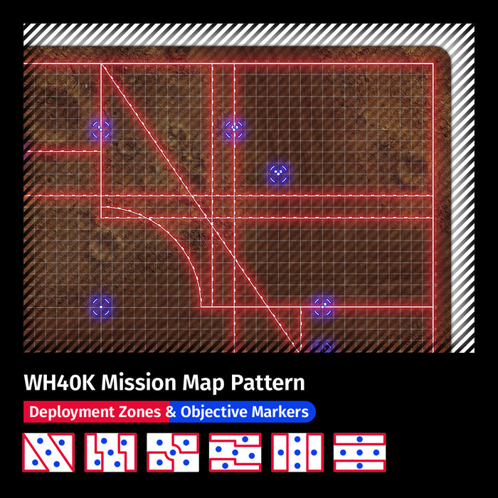 Jucoci Tabletop Wargaming Battlemat 44'' x 60'' with WH40K Deployment Zones and Grid (Mars)