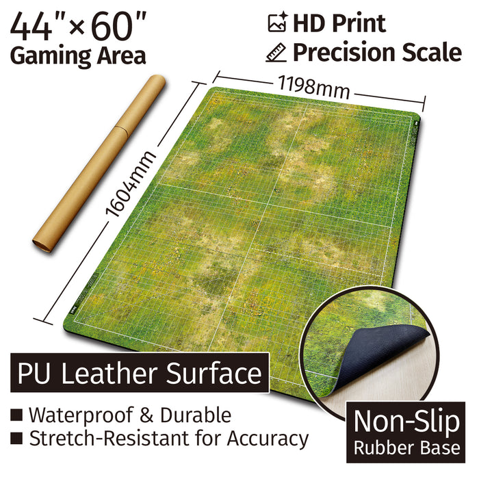 Jucoci Tabletop Wargaming Battlemat 44'' x 60'' with WH40K Deployment Zones and Grid (Grassland)