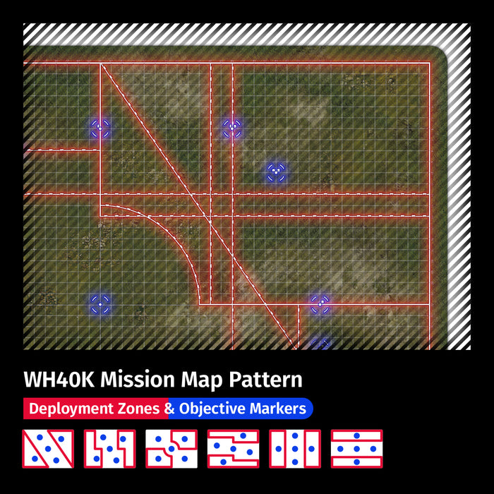 Jucoci Tabletop Wargaming Battlemat 44'' x 60'' with WH40K Deployment Zones and Grid (Grassland)