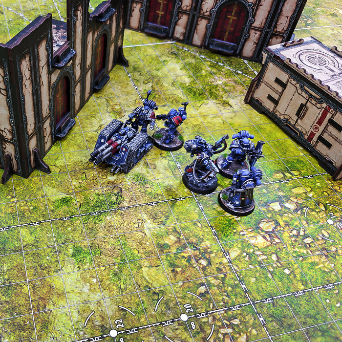 Jucoci Tabletop Wargaming Battlemat 44'' x 60'' with WH40K Deployment Zones and Grid (Grassland)