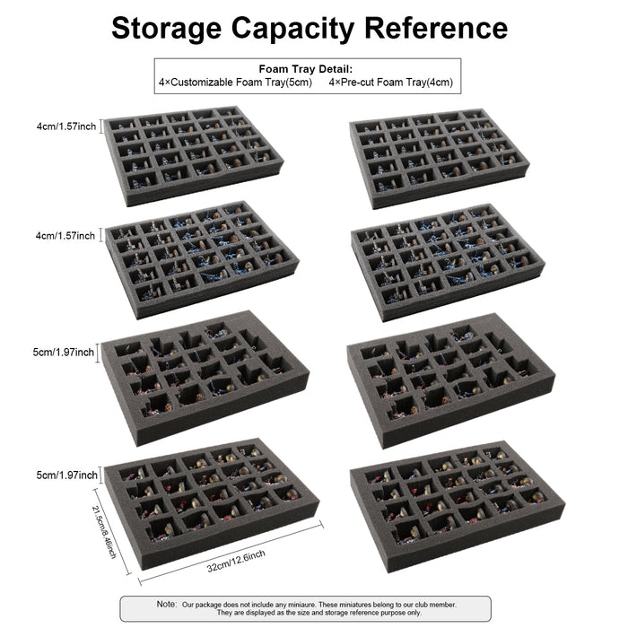 Foam Tray Detail：4*customizable foam tray（5cm）+4*Pre-cut foam tray（4cm））