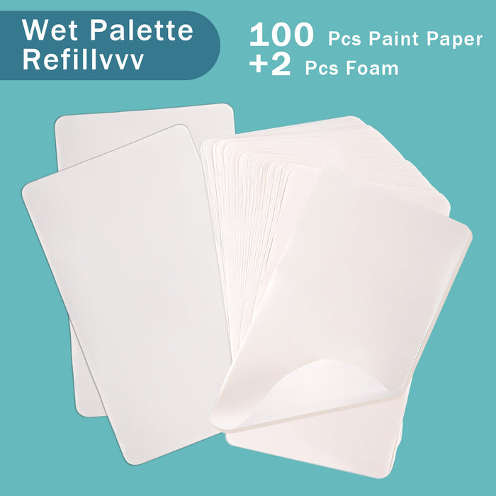 2pcs Wet Palette Foam + 100pcs Acrylic Paint Refill Paper