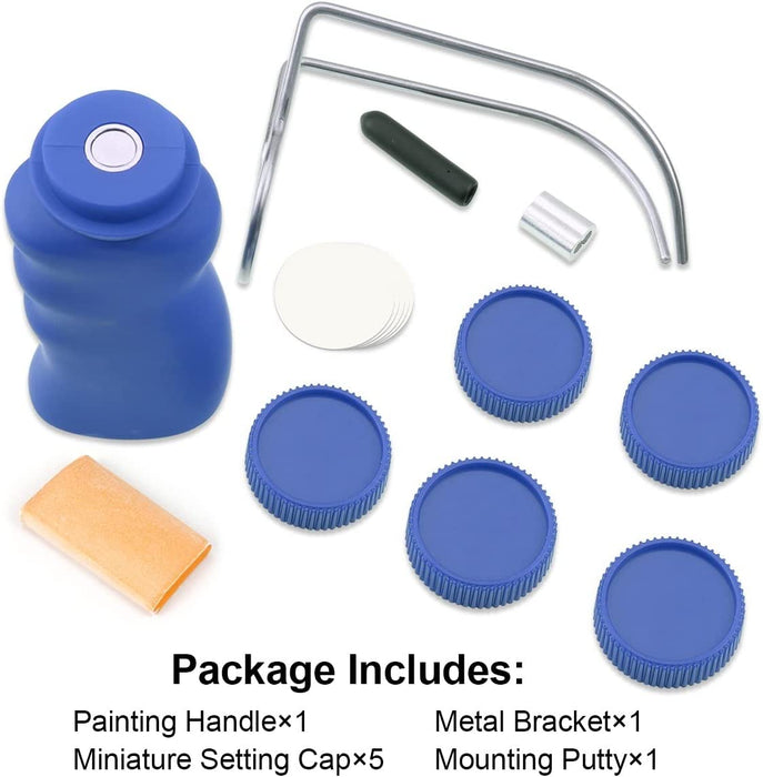 Package includes: Painting handle*1+Metal Bracket*1+Miniature Setting Cap*5+Mounting Putty*1.