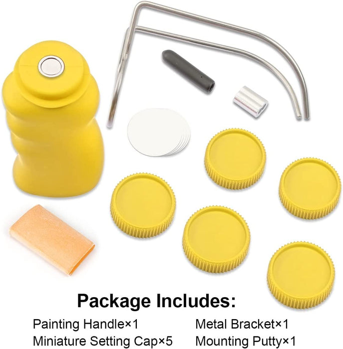 Package includes: Painting handle*1+Metal Bracket*1+Miniature Setting Cap*5+Mounting Putty*1.